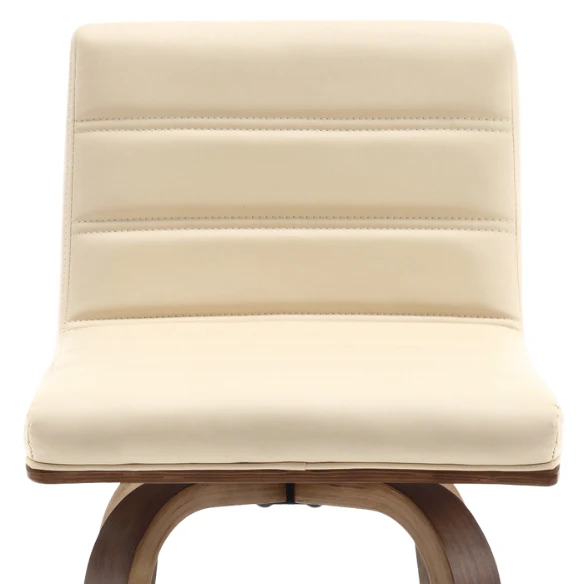 Mid-Century Modern Faux Leather Swivel Counter/Bar Stools – 360° Swivel, Padded PU Leather Seat & Back, Durable Bentwood Legs, Metal Footrest, Supports Up to 440lbs for Home Bar or Kitchen
