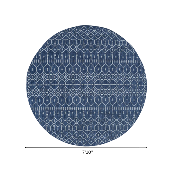 Boho-Inspired Navy & Grey Geometric Rug – Fade & Stain-Resistant, Low-Pile, Perfect for High-Traffic Indoor/Outdoor Spaces