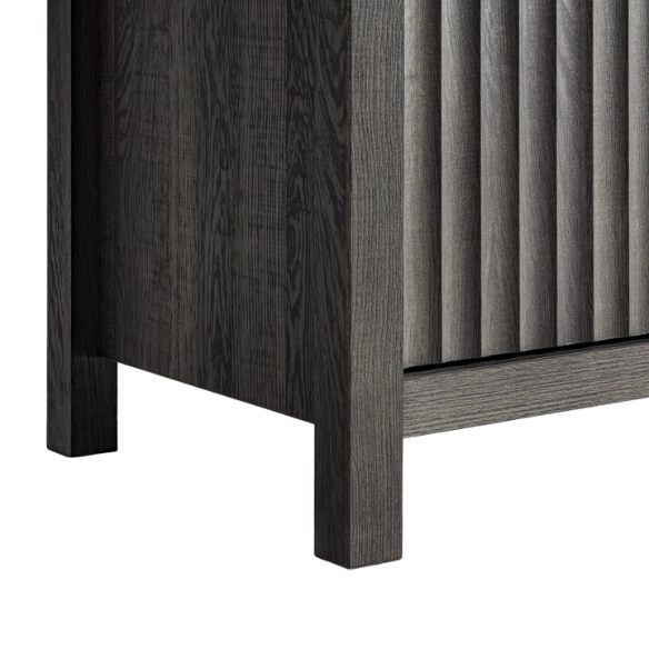 2-Drawer Nightstand with Built-In Outlets – Fluted Panels, Wood Grain Finish, Modern Design, Charging Station with 2 AC Outlets, USB & USB-C Ports, 4.9-Foot Power Cord, Set of 2