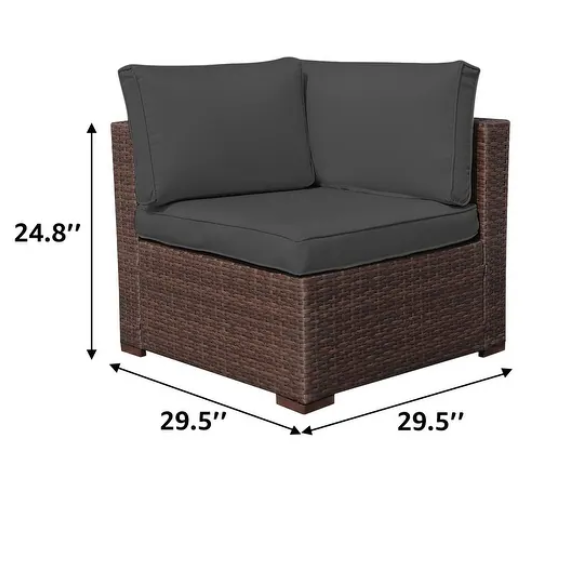 7-Piece Modular Patio Furniture Set | Wicker Outdoor Sectional Sofa with PE Rattan, Plush Pillowtop Cushions, and Coffee Table