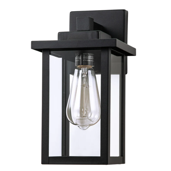 2-Pack 1-Light Black Outdoor Wall Sconces – Modern Rustic Lantern-Style Exterior Wall Lights for Porch, Patio, Garage, and More