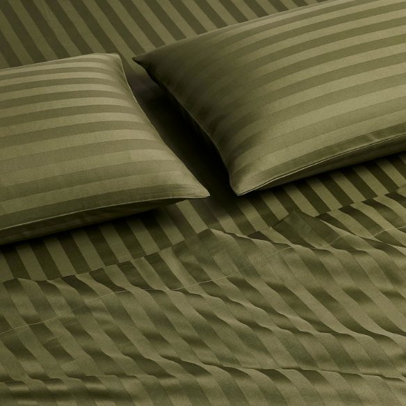 4-Piece Luxury Bed Sheet Set – Fitted & Flat Sheets with Pillowcases | Solid Stripe Bedding for Twin, Full, Queen, King Sizes