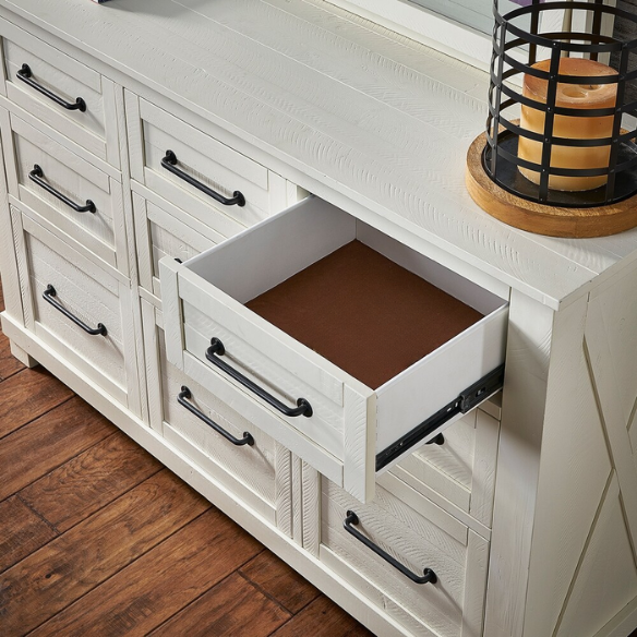 Solid Wood 5-Piece Storage Bedroom Collection – Rustic Elegance with Ample Storage, New Zealand Pine Construction, and Distressed White & Graphite Finish