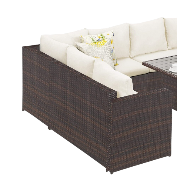 All-Weather Wicker Patio Furniture Set | Stylish Conversation Set with Cushioned Seats and Pillows | Perfect Outdoor Dining Solution
