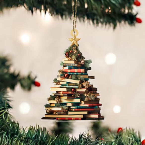 Book Stack Christmas Tree Ornament – Festive Holiday Décor for Book Lovers