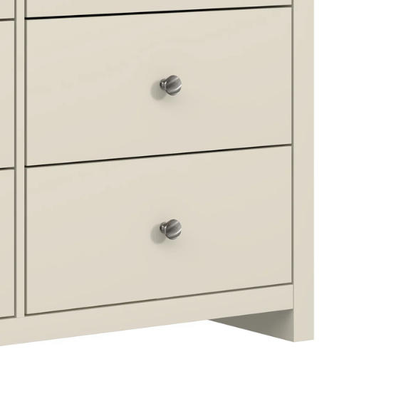 Modern 6-Drawer Double Dresser with Angled Sled Legs and Round Metal Hardware