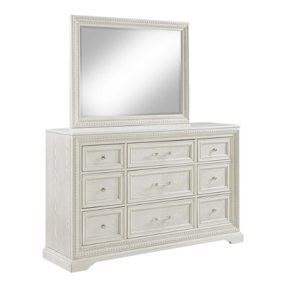 5-Piece Cream Panel Bedroom Set – Timeless Elegance and Tranquil Charm with Elegant Detailing and Durable Craftsmanship