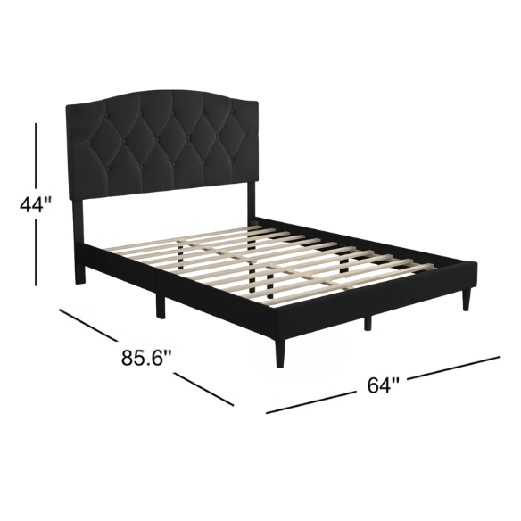 Modern Button-Tufted Queen Size Upholstered Platform Bed with Sleek Design