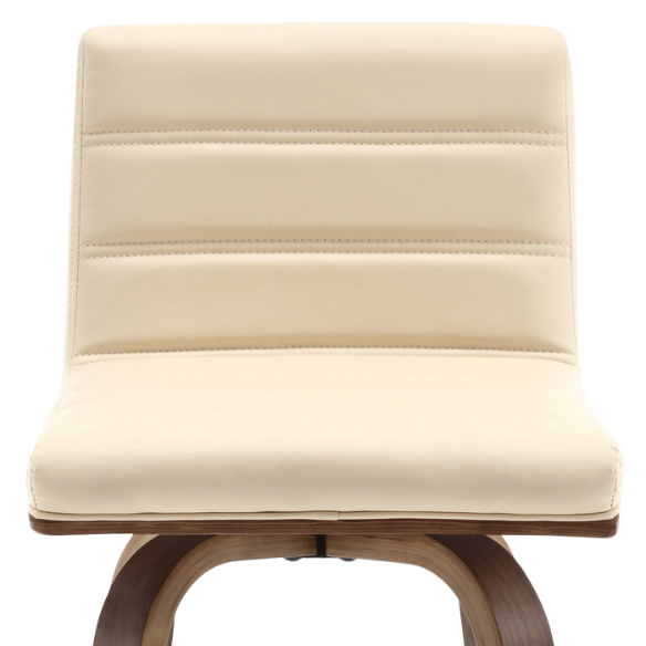 Mid-Century Modern Faux Leather Swivel Counter/Bar Stools – 360° Swivel, Padded PU Leather Seat & Back, Durable Bentwood Legs, Metal Footrest, Supports Up to 440lbs for Home Bar or Kitchen