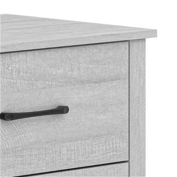 Modern 6-Drawer Double Dresser with Flared Feet and Sleek Black Metal Handles