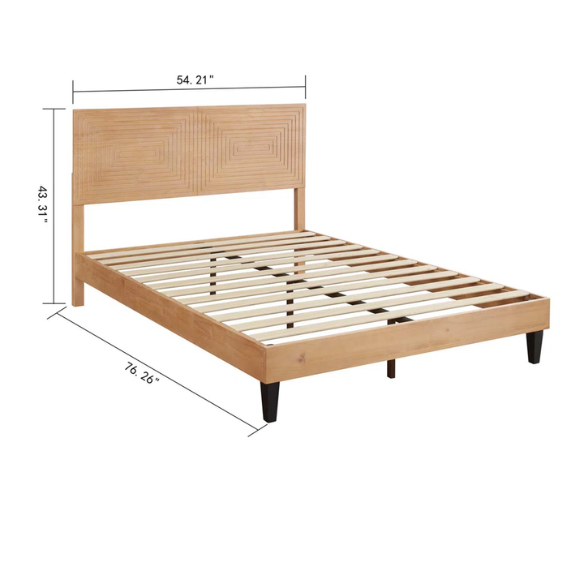 Bohemian-Inspired Solid Wood Full Double Bed – Aesthetic and Handcrafted Design