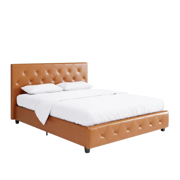 Luxurious Faux Leather Platform Bed – Full Double Size with Sleek Modern Design