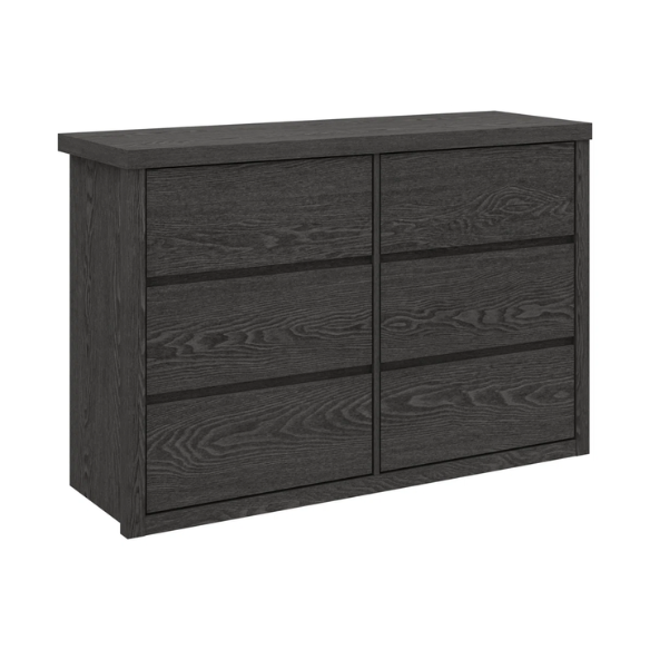Modern 46.46'' 6-Drawer Double Dresser with Hidden Handles and Wood Grain Finish
