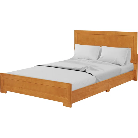 Neutral-Colored Solid Wood Queen Size Low Profile Platform Bed
