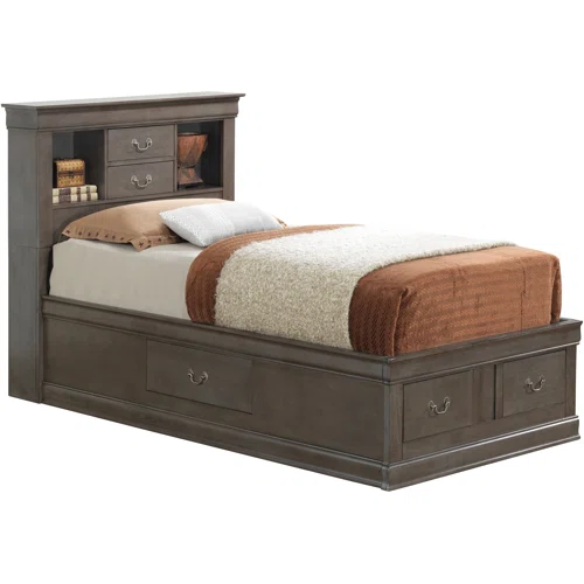 Wooden Bookcase Storage Twin Bed – Space-Saving Design with Stylish Shelving