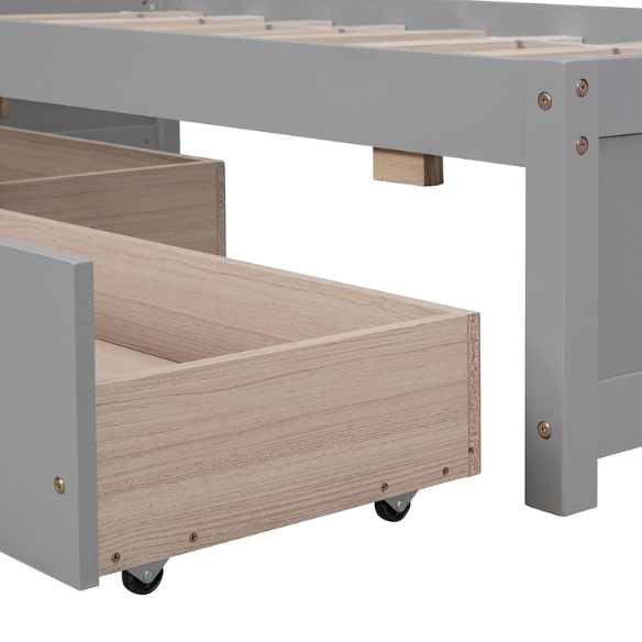 Functional Twin Size Bed Frame with 2 Storage Drawers: Solid Wood Platform Design for Kids' Rooms – Durable and Stylish