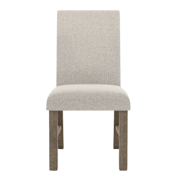 Modern Farmhouse Grey Upholstered Side Dining Chairs (Set of 2) – Neutral Fabric Seating with Wood Frame