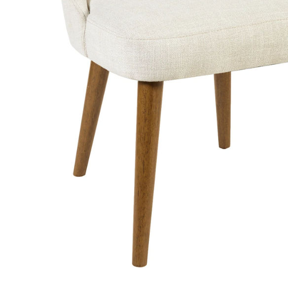 Textured Fabric Dining Side Chairs (Set of 2) – Solid Wood Frame with Mediterranean or Pecan Finish, High-Density Foam Fill & Rounded Back Design
