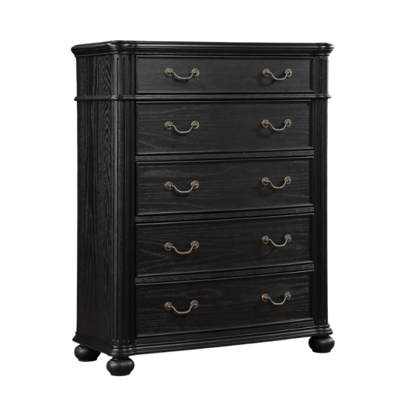 3-Piece Black Modern Contemporary Solid Wood & Veneers Fabric Upholstered Bedroom Set – Sleek, Sturdy Design with Luxurious Comfort