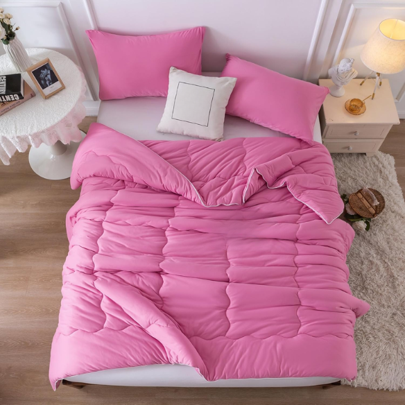 Ultra-Soft Comforter Set – Jersey Knit, Breathable, and Fluffy with Lightweight Down Alternative & Matching Pillowcase