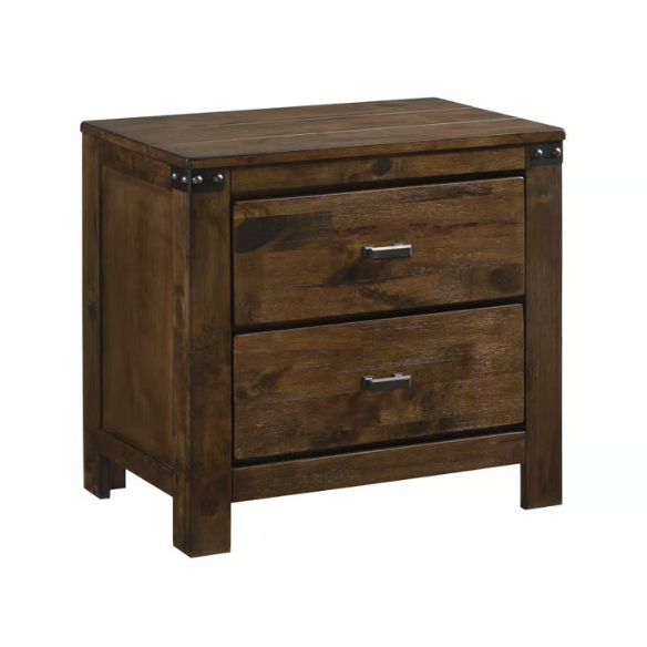 Elegant Brown Panel King Bedroom Set with Intricate Headboard and 2 Nightstands for Added Storage