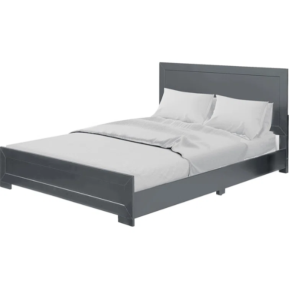Neutral-Colored Solid Wood Queen Size Low Profile Platform Bed
