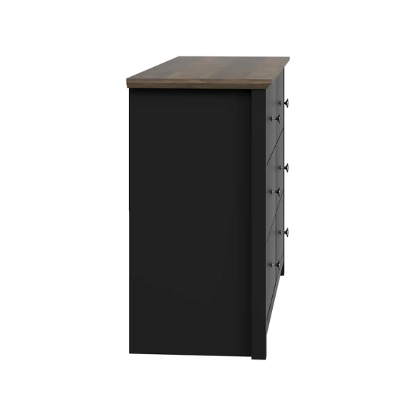 Modern 6-Drawer Double Dresser with Angled Sled Legs and Round Metal Hardware