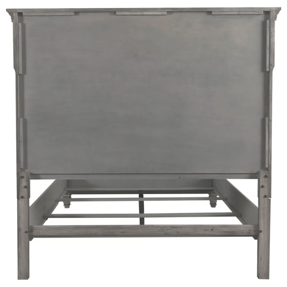 Exquisite Old-World Charm with Glamorous Flair – 5-Piece King Bedroom Set in Grey with Crown Molding, Felt-Lined Drawers, and Built-In Outlets