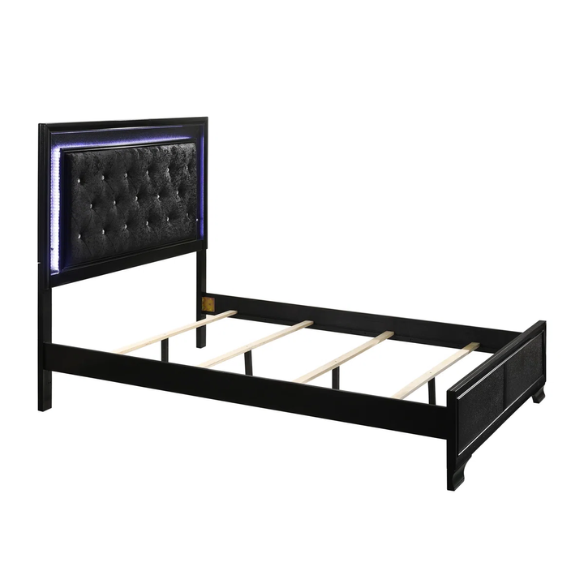LED-Lit Black Framed 3-Piece Twin Bedroom Set – Modern, Stylish, & Illuminated Design