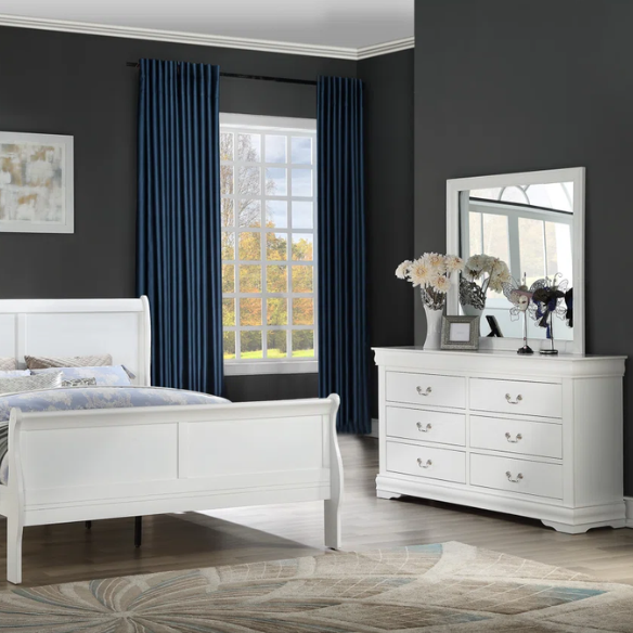 Elegant Polish Wooden Louis Philippe Style 5-Piece Full Double Size Bedroom Set – Timeless Design with Classic Charm and Luxurious Craftsmanship