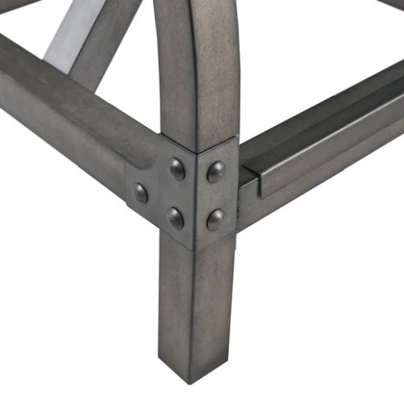 Retro Counter Stool with Back – Vintage Industrial Design, Solid Wood Seat, Antique Silver Metal Finish, and Removable Backrest for Versatile Seating