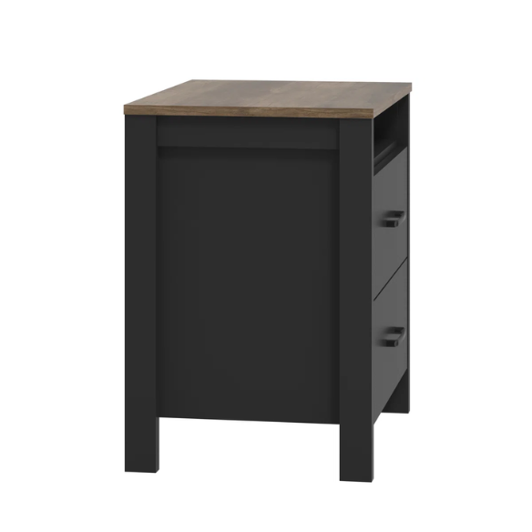 22.7" 2-Drawer Nightstand – Space-Saving Modern Minimalism, Engineered Wood with Clean-Lined Silhouette, Neutral Finish, Open Cubby & 2 Spacious Drawers for Bedroom Storage, Ideal for Tech & Accessories