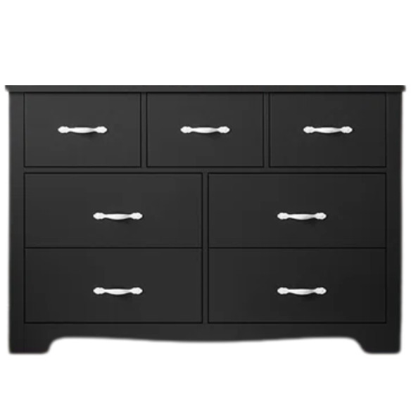 French Country-Inspired 47.2" 7-Drawer Double Dresser with Scalloped Apron and Elegant Metal Handles