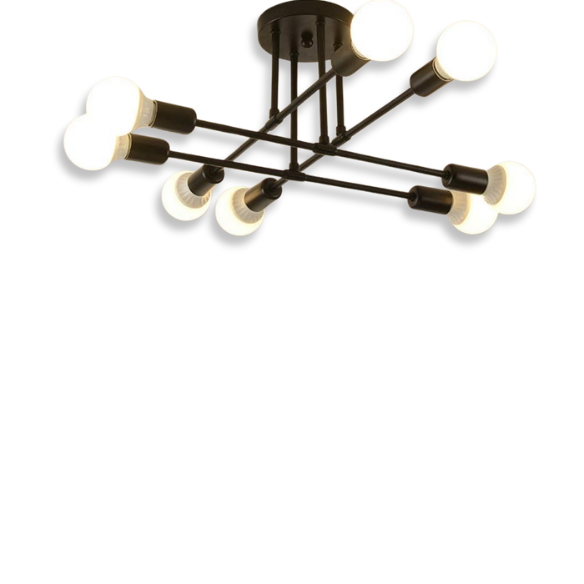 8-Light Black Sputnik Chandelier with Gold Accents for Modern Living Room and Kitchen