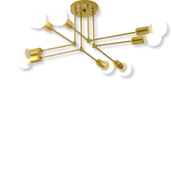8-Light Gold Sputnik Chandelier, Modern Mid-Century Industrial Pendant Light for Living Room, Dining Room, Kitchen