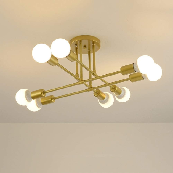 8-Light Gold Sputnik Chandelier, Modern Mid-Century Industrial Pendant Light for Living Room, Dining Room, Kitchen