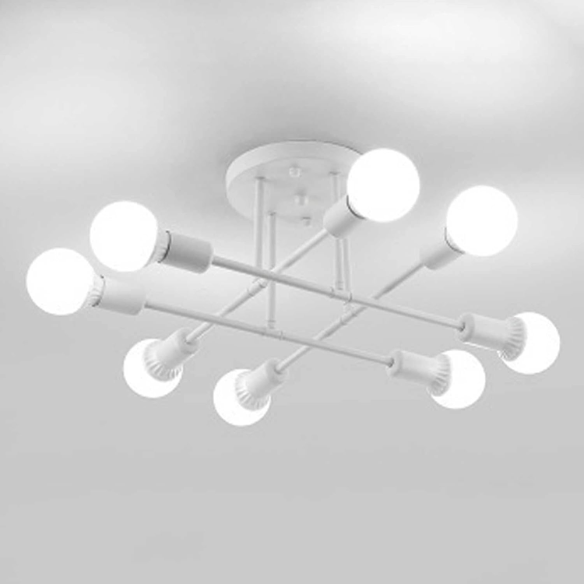 8-Light White Sputnik Ceiling Light with Gold Accents – Modern Flush Mount Pendant Chandelier