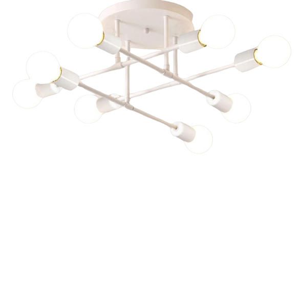 8-Light White Sputnik Ceiling Light with Gold Accents – Modern Flush Mount Pendant Chandelier