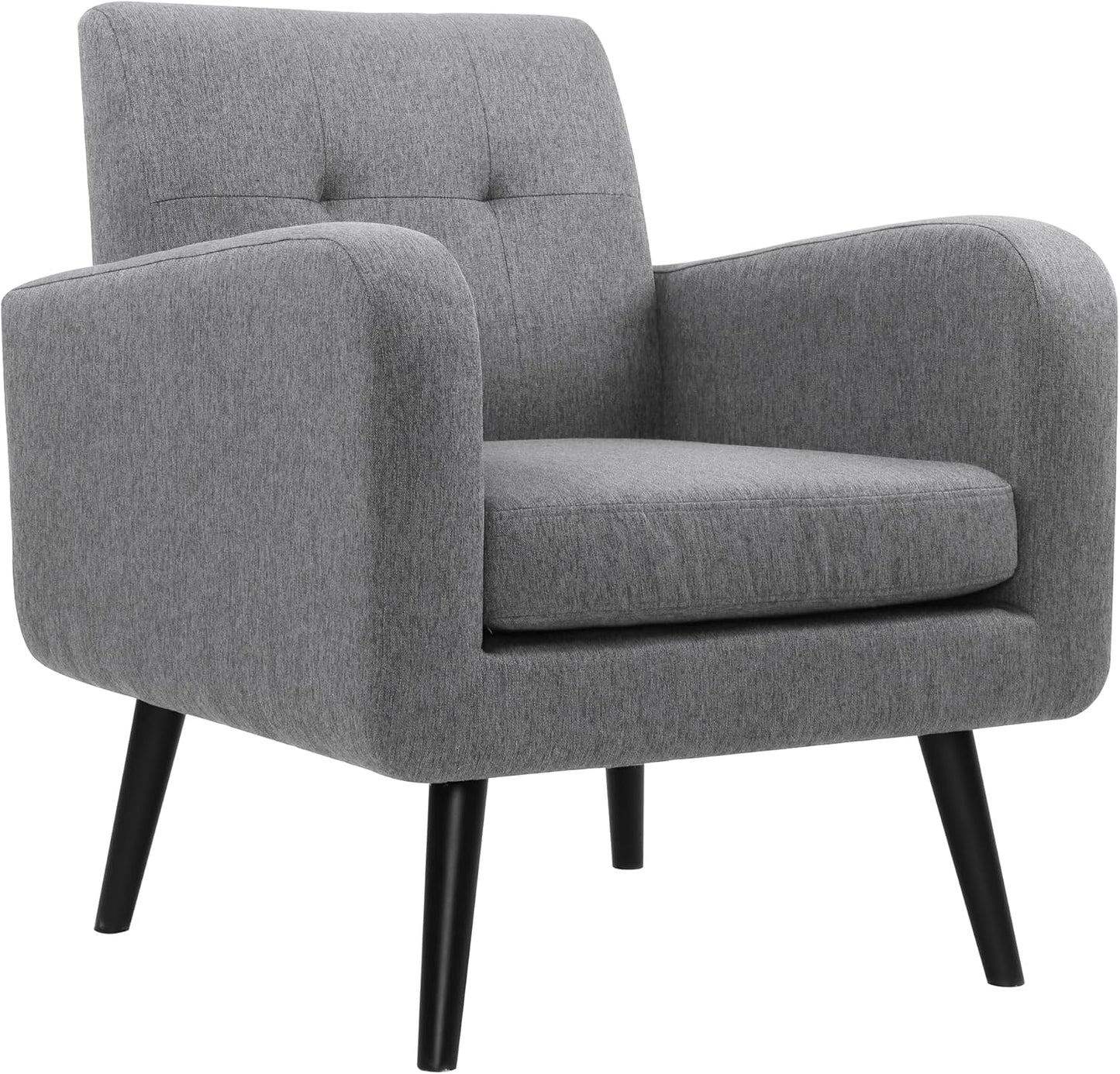 Mid-Century Modern Accent Chair – Single Living Room Armchair with Stylish Fabric Upholstery