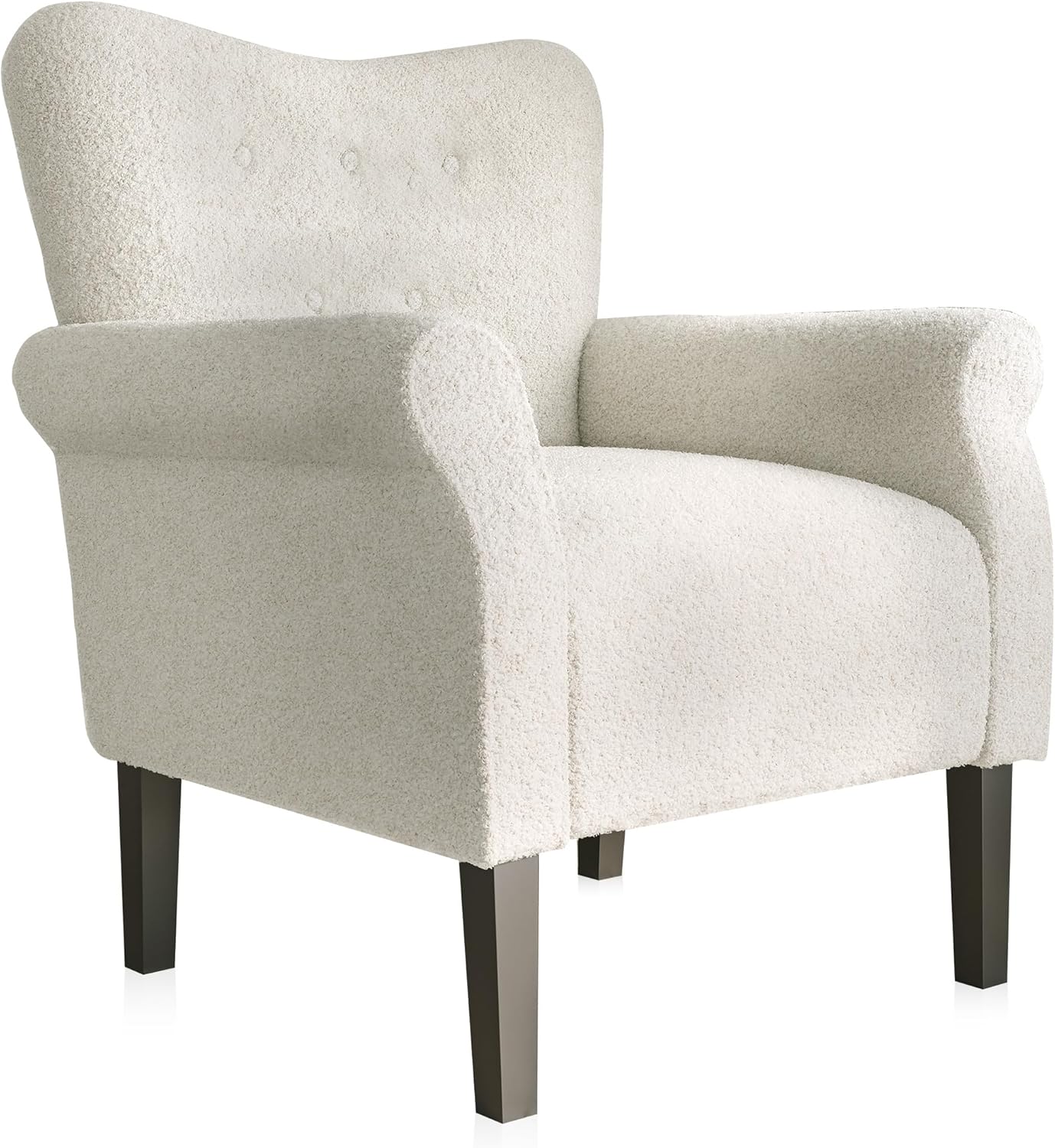 Modern Accent Chair for Living Room – High Back Upholstered Wingback Armchair with Wooden Legs, Padded for Ultimate Comfort
