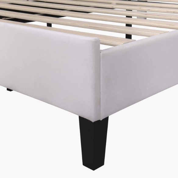 Upholstered Platform Bed with Flower Pattern Velvet Headboard – Full/Double Size, Elegant Design for Modern Bedrooms