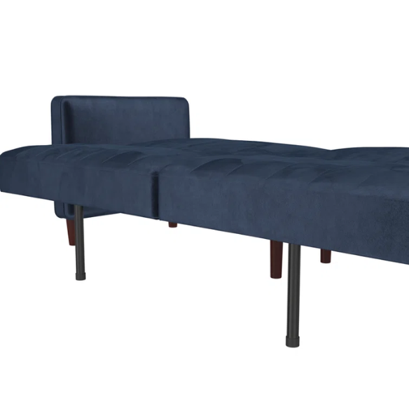 Velvet Square Arm Convertible Sofa with Mid-Century Modern Design