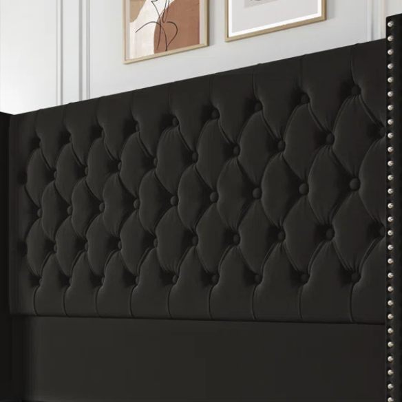 Queen Size Upholstered Velvet Bed – The Epitome of Luxury and Comfort with Majestic 61.4-Inch Extra-High Headboard