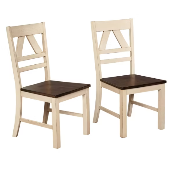 Charming Country-Style Dining Set with Rustic Appeal – Round Table & Geometric Back Chairs
