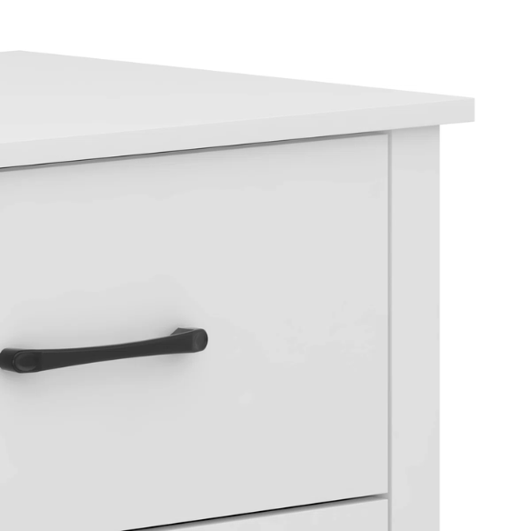 Modern 6-Drawer Double Dresser with Flared Feet and Sleek Black Metal Handles