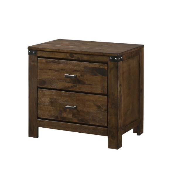 Timeless 6-Piece Brown Rustic Wood Panel Bedroom Set with Modern Design and Inviting Elegance