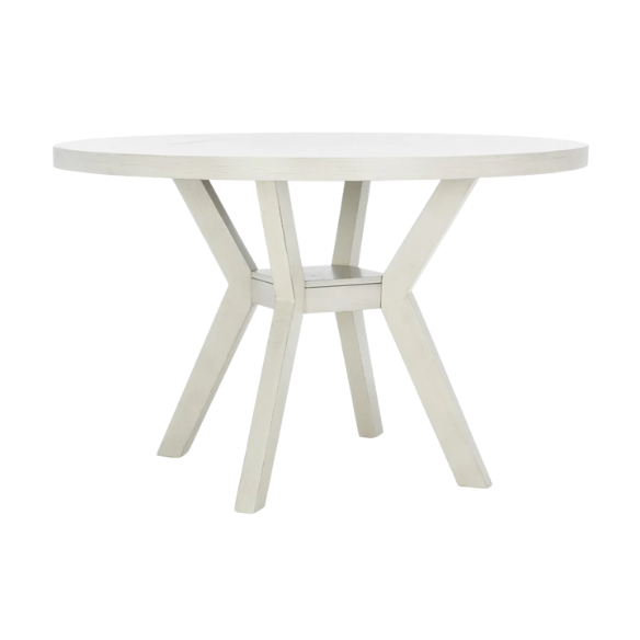 Round Wood Dining Table – French Bistro-Inspired Design, Sleek Dark Brown Frame