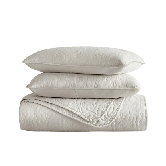Elegant Floral Stitching Quilt Set – Ultra-Soft, Hypoallergenic, and Machine Washable Bedding for All Seasons