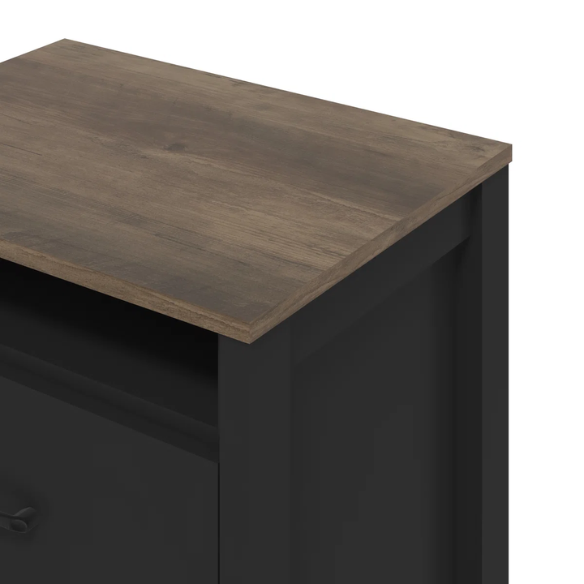 22.7" 2-Drawer Nightstand – Space-Saving Modern Minimalism, Engineered Wood with Clean-Lined Silhouette, Neutral Finish, Open Cubby & 2 Spacious Drawers for Bedroom Storage, Ideal for Tech & Accessories