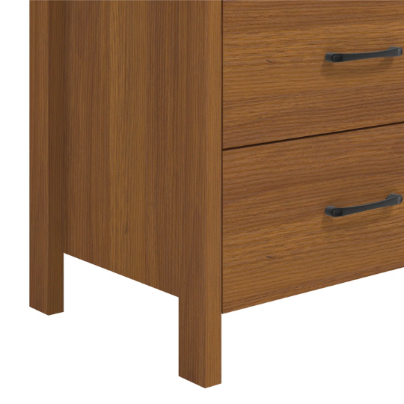 22.7" 2-Drawer Nightstand – Space-Saving Modern Minimalism, Engineered Wood with Clean-Lined Silhouette, Neutral Finish, Open Cubby & 2 Spacious Drawers for Bedroom Storage, Ideal for Tech & Accessories